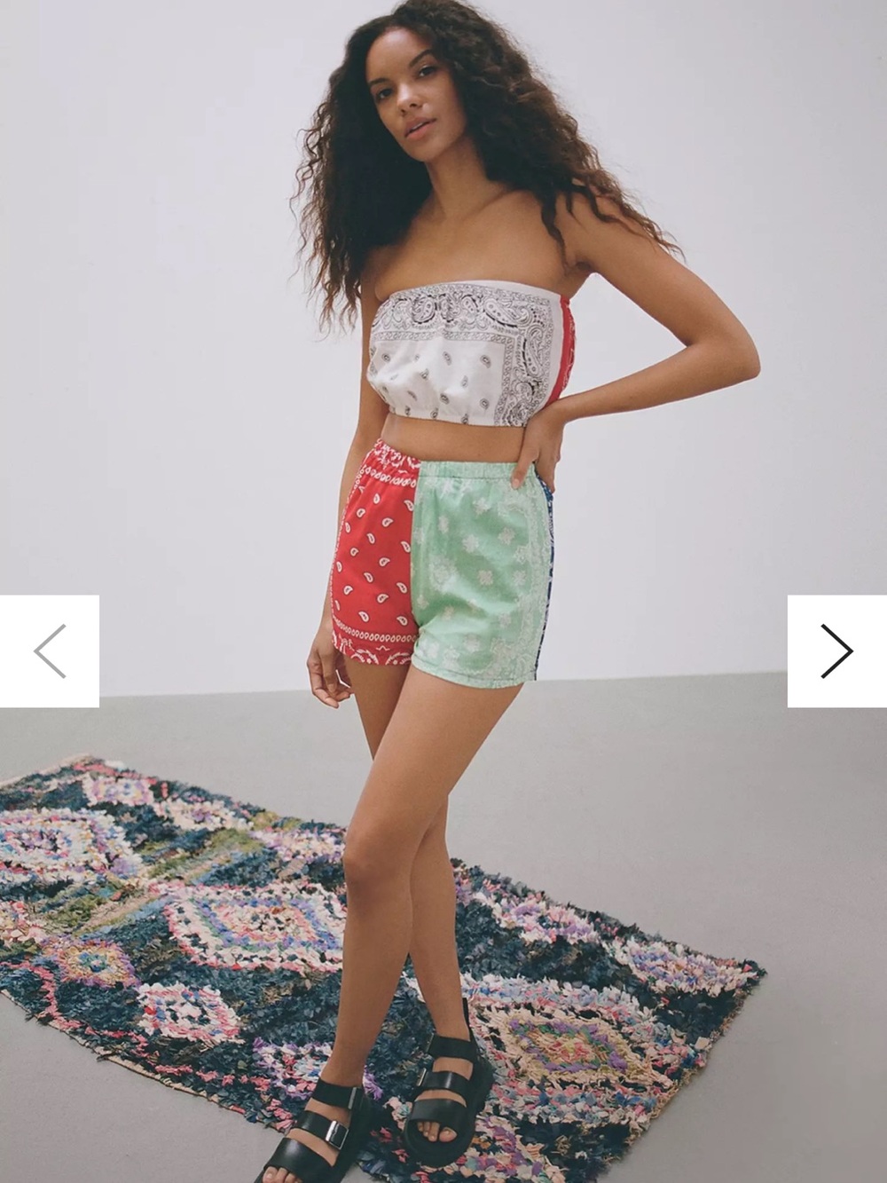 Urban Outfitters Patchwork Bandana Shorts - Pink & Black